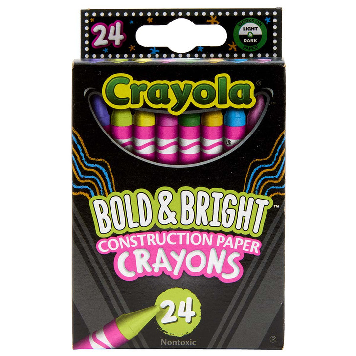 Crayola 24 ct. Bold & Bright Construction Paper Crayons Artist Tool