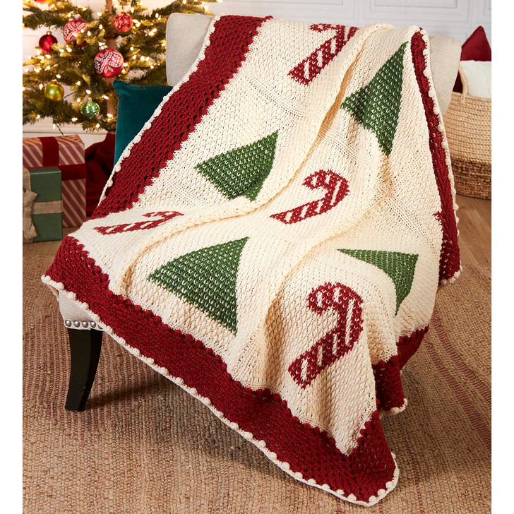 Herrschners Peppermint Pines Afghan Crochet Kit