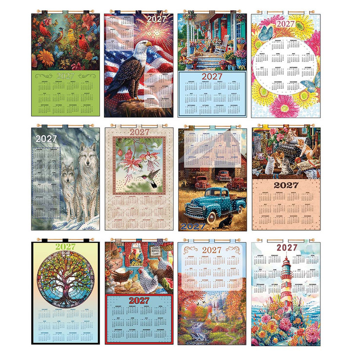 Design Works 2027 Sequin Calendars Set with Free Thimble Felt & Sequin Kit