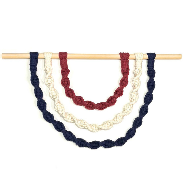 Solid Oak Americana Rainbow Ropes Macrame