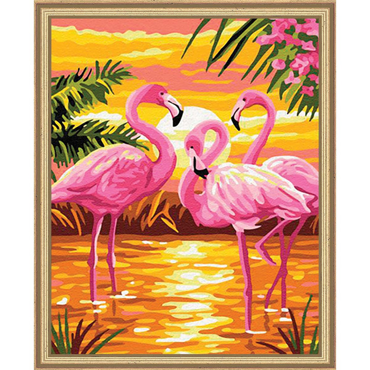 Adbrain Flamingoes at Sunset Kit & Frame Paint by Number Kit