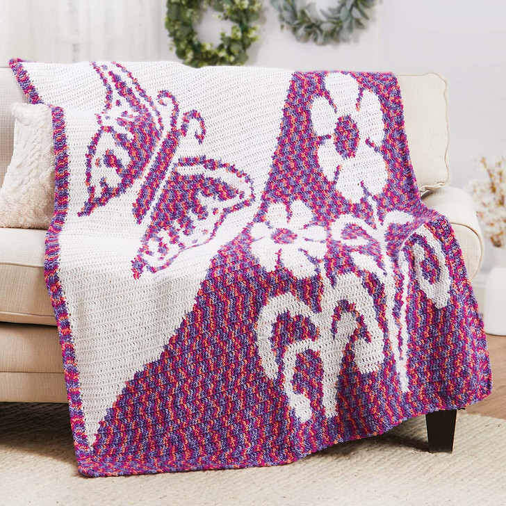 Herrschners Flutter & Bloom Blanket Crochet Kit
