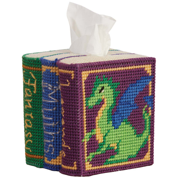 Herrschners Myths & Legends Book Stack Tissue Box Plastic Canvas Kit