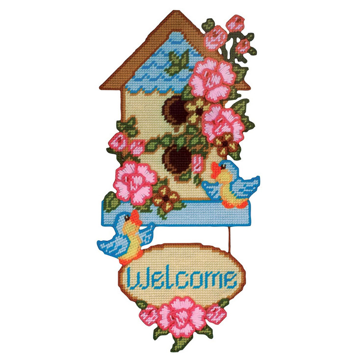 Design Works Welcome Birdhouse Wall Hanging Plastic Canvas Kit