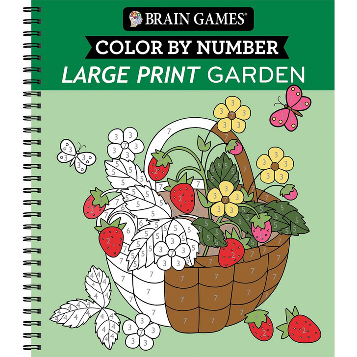 Brain Games Large Print Garden Color by Number Coloring Book
