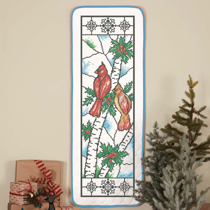 Herrschners Winter Wonder Stained Glass Wall Hanging Stamped Cross-Stitch Kit