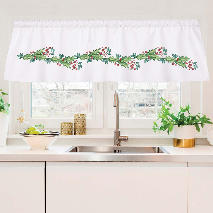 Herrschners Holly Bough Valance Stamped Cross-Stitch