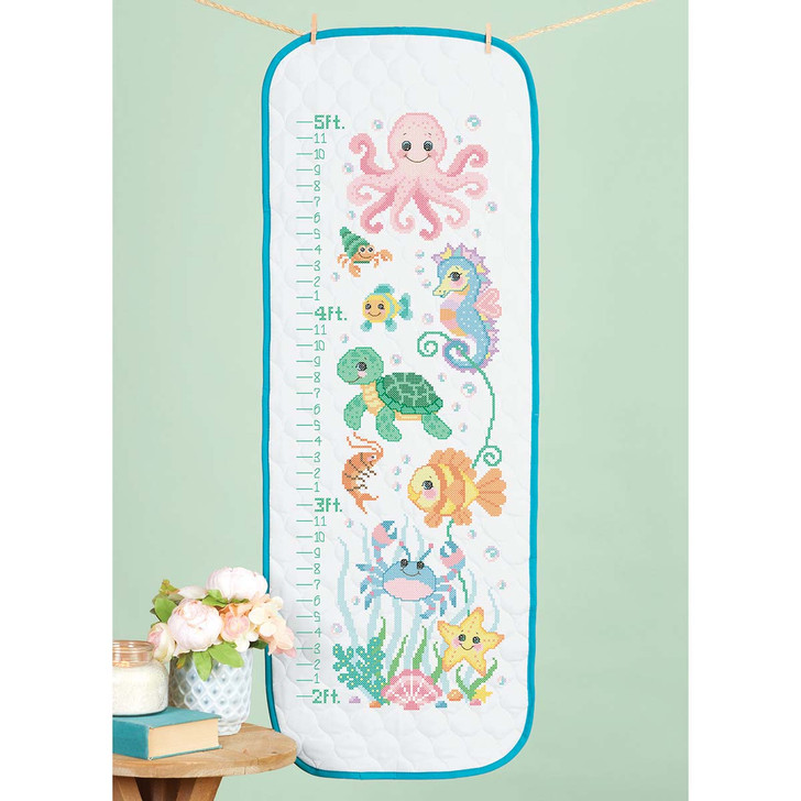 Herrschners Sealife Enchantment Growth Chart Stamped Cross-Stitch Kit