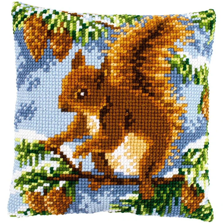 Vervaco Squirrel in Pine Cushion Needlepoint Kit