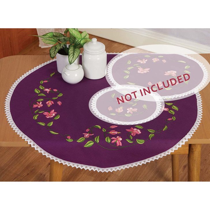 Herrschners Fuchsia Table Topper Stamped Embroidery Kit
