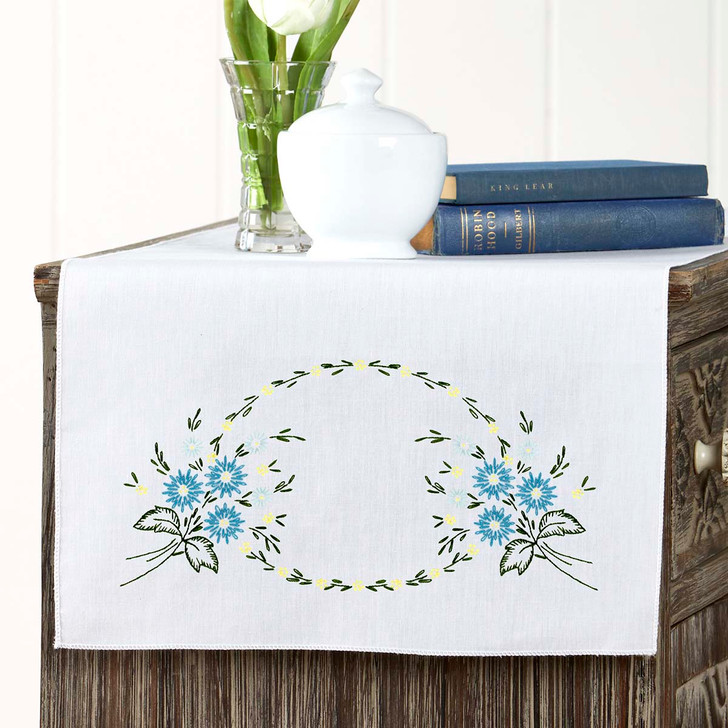 Herrschners Letitia Dresser Scarf Stamped Embroidery