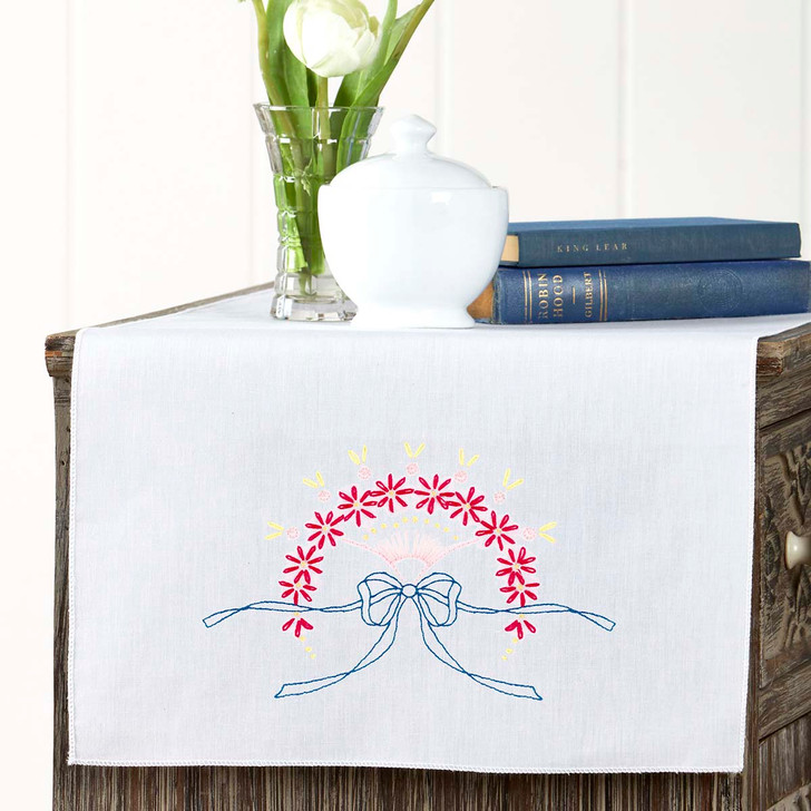 Herrschners Betsy Dresser Scarf Stamped Embroidery