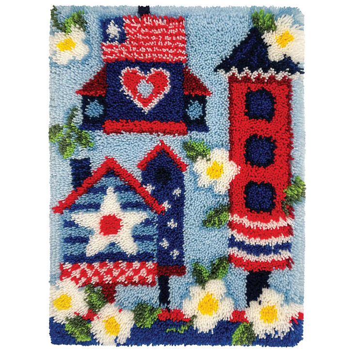 Herrschners Patriotic Birdhouses Latch Hook Kit