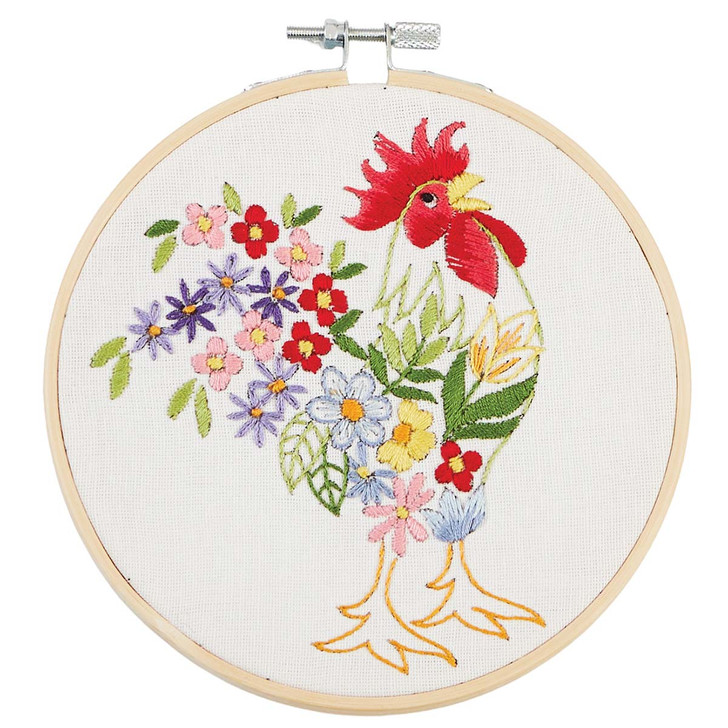 Herrschners Rooster Hoop Stamped Embroidery Kit