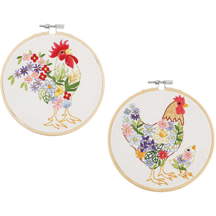 Herrschners Floral Flock Hoop Set Stamped Embroidery Kit