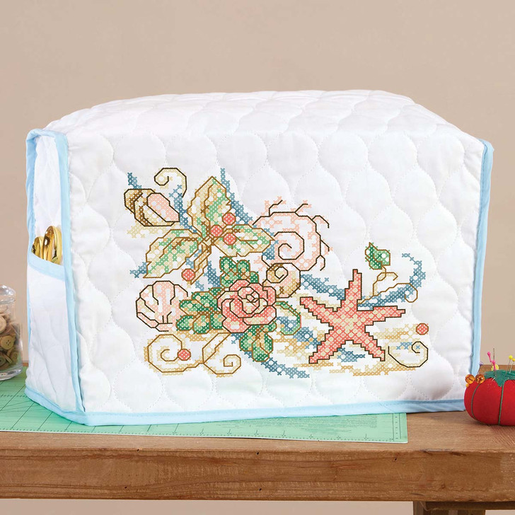 Herrschners Seaside Treasures Sewing Machine Cover Stamped Cross-Stitch Kit