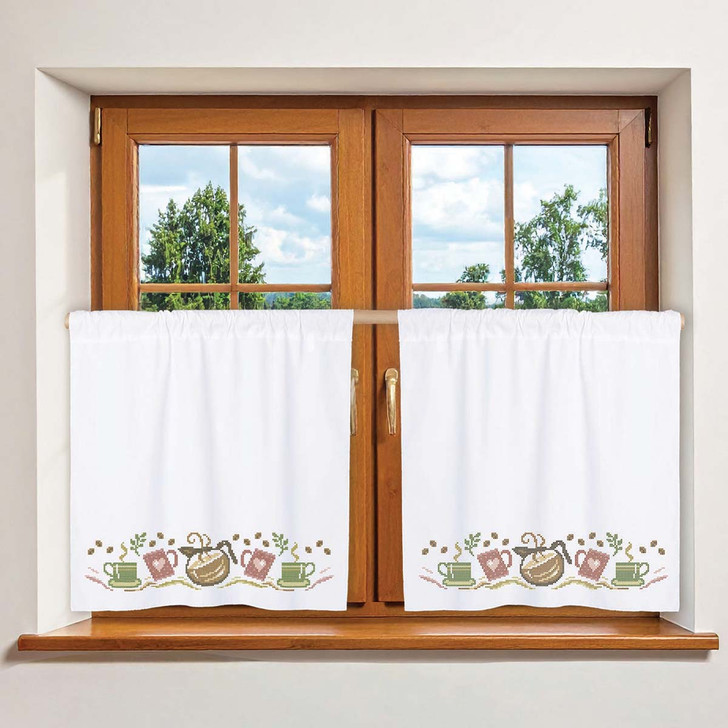 Herrschners Perky Morning Cafe Curtains Thread Kit
