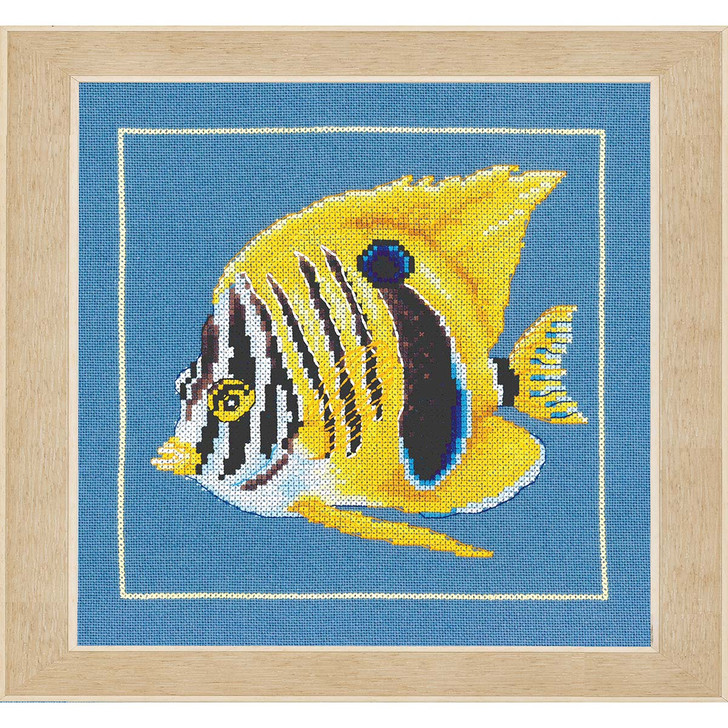 LanArte Yellow Zebra Fish Counted Cross-Stitch Kit