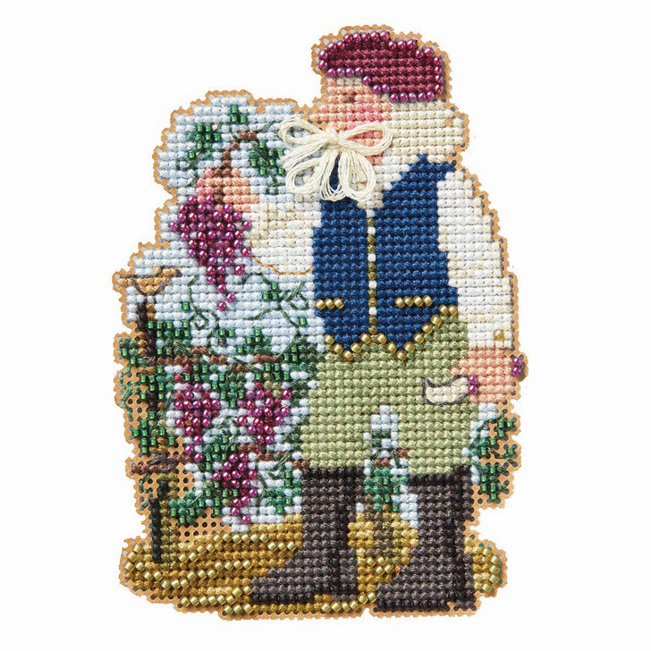 Wichelt Imports, Inc. Vineyard Santa Ornament Counted Cross-Stitch Kit