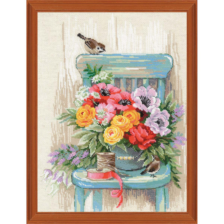 RIOLIS Garden Flowers Kit & Frame Counted Cross-Stitch Kit