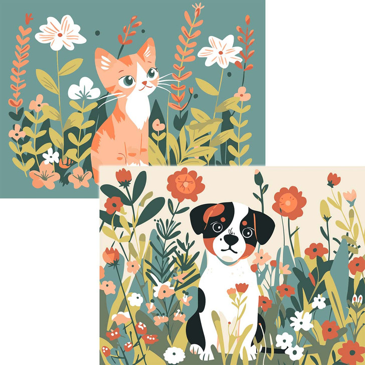 Winnie’s Picks Kitten Floral & Puppy in Meadow Paint by Number Kit