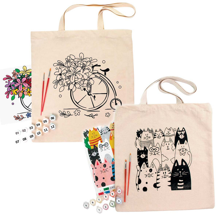 Rosa Bicycle & Cats Ecobag, Set of 2 Paint Set