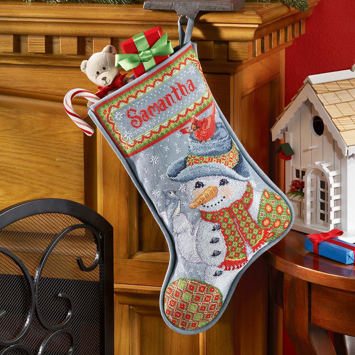Snowman with Winter Birds Stocking Paid Download