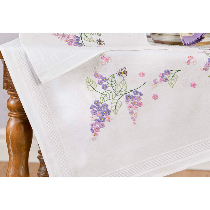 Herrschners Lavender & Bees Table Runner Stamped Embroidery