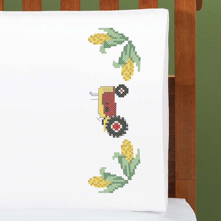 Herrschners Farm Life Pillowcase Pair Stamped Cross-Stitch