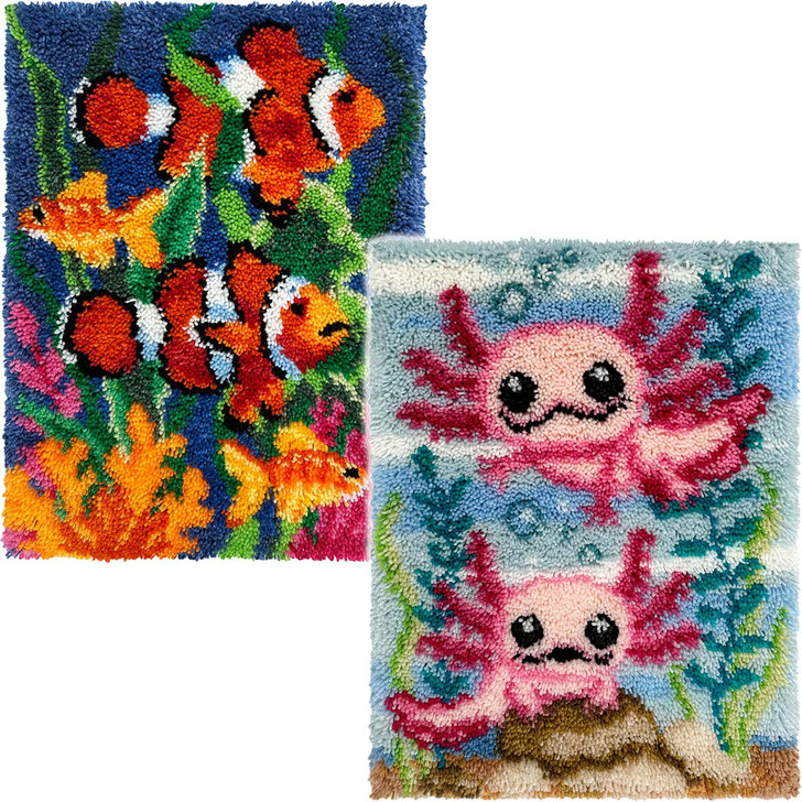 Herrschners Coral Reef & Axolotl, Set of 2 Latch Hook Kit