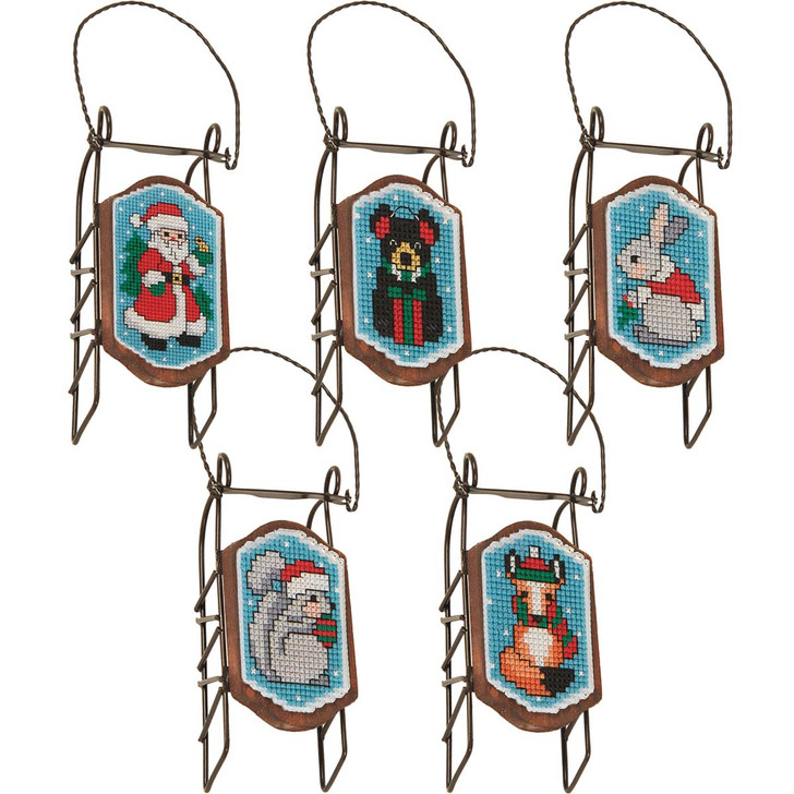 Herrschners Woodland Holiday Sled Ornaments Ornament Kit