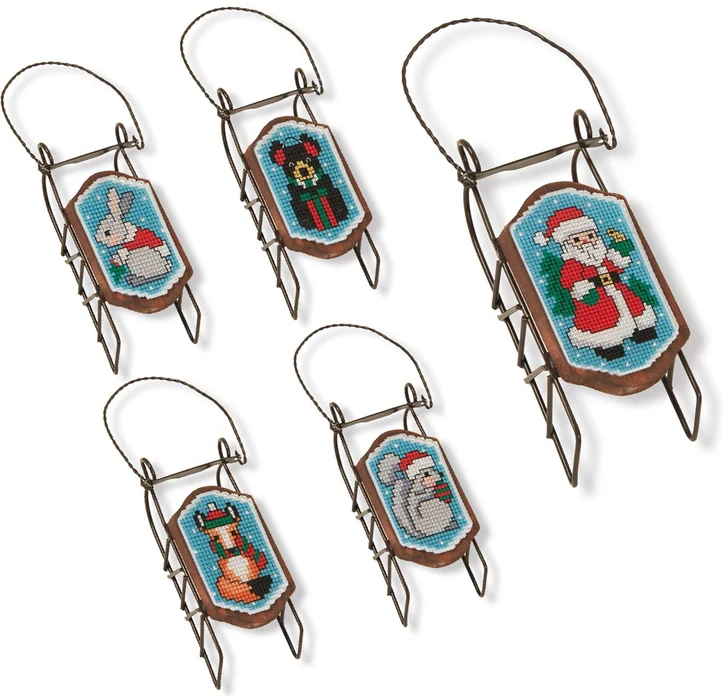 Herrschners Woodland Holiday Sled Ornaments Ornament Kit