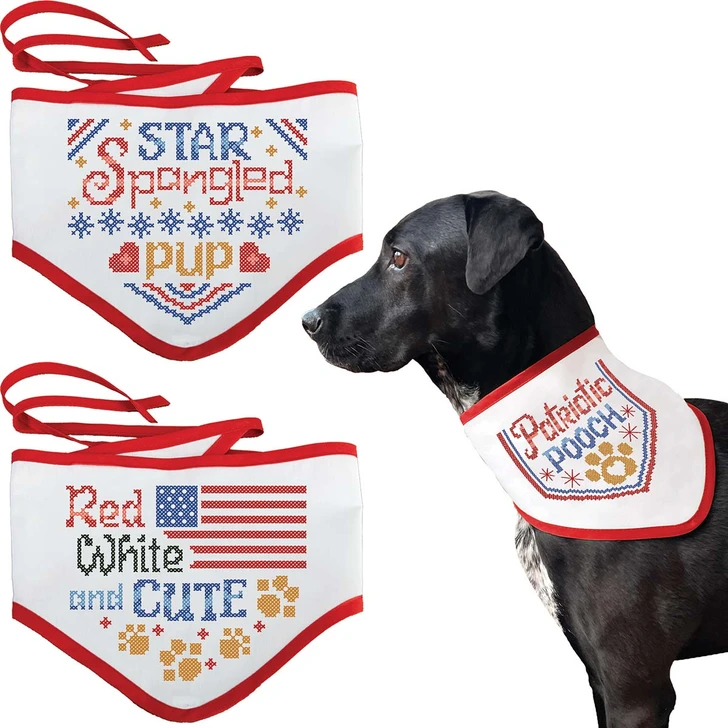 Patriotic Pet Bandanas Stamped Cross-Stitch Kit
