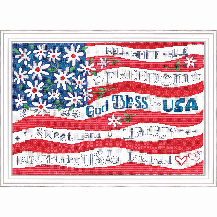 Red, White, & Bloom Kit & Frame Counted Cross-Stitch Kit