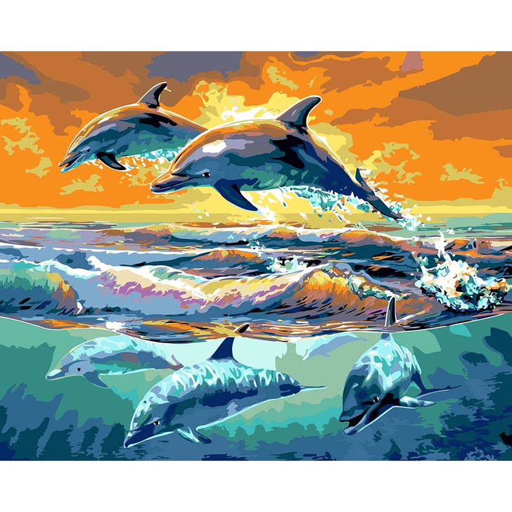 Figured Art  Dolphins Paint by Number Kit
