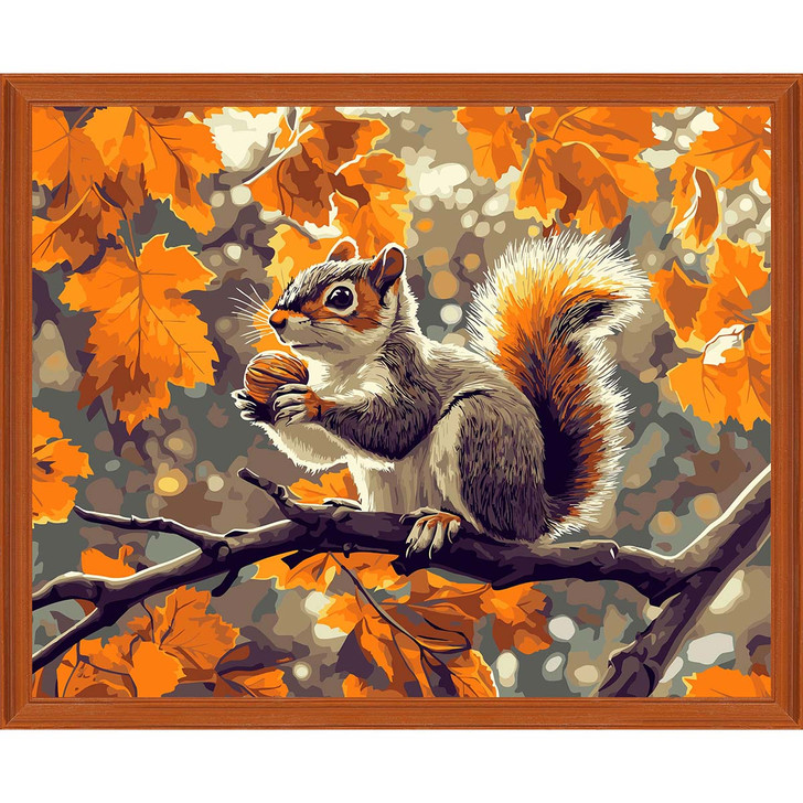 Figured Art  Fall Squirrel Paint by Number Kit