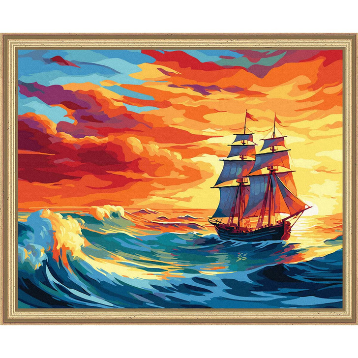 Adbrain Sailboat at Sunset Kit & Frame Paint by Number Kit