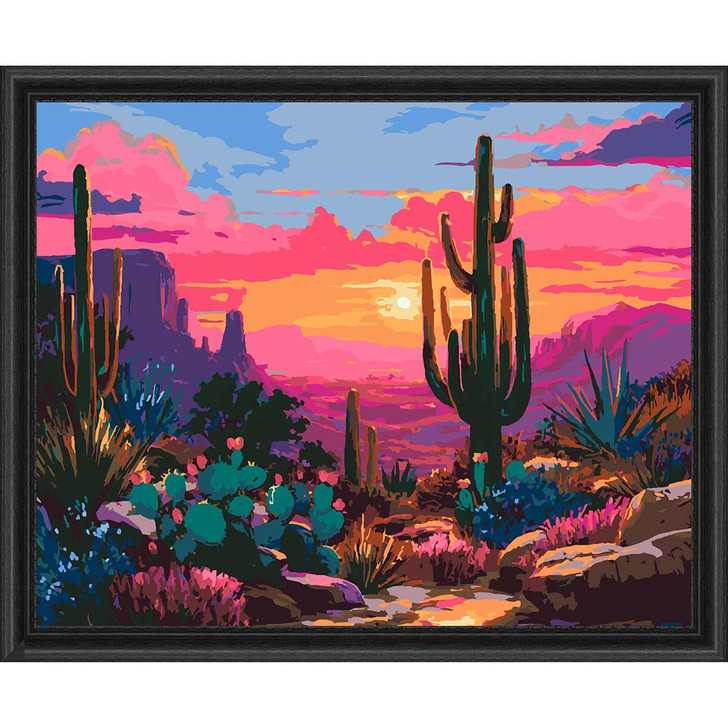 Figured Art  Colorful Desert Landscape  Kit & Frame Paint by Number Kit