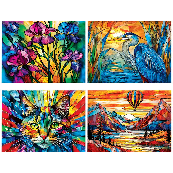 Masterpieces Puzzle Co Stained Glass 4-Pack Jigsaw Puzzle