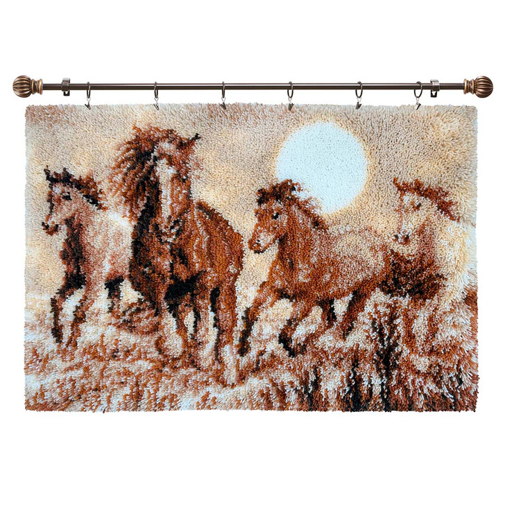 Herrschners Wild Horses Kit & Hanger Latch Hook Kit