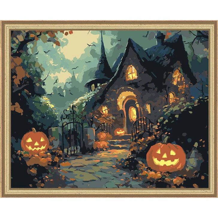 Figured Art  The Spooky House Kit & Frame Paint by Number Kit