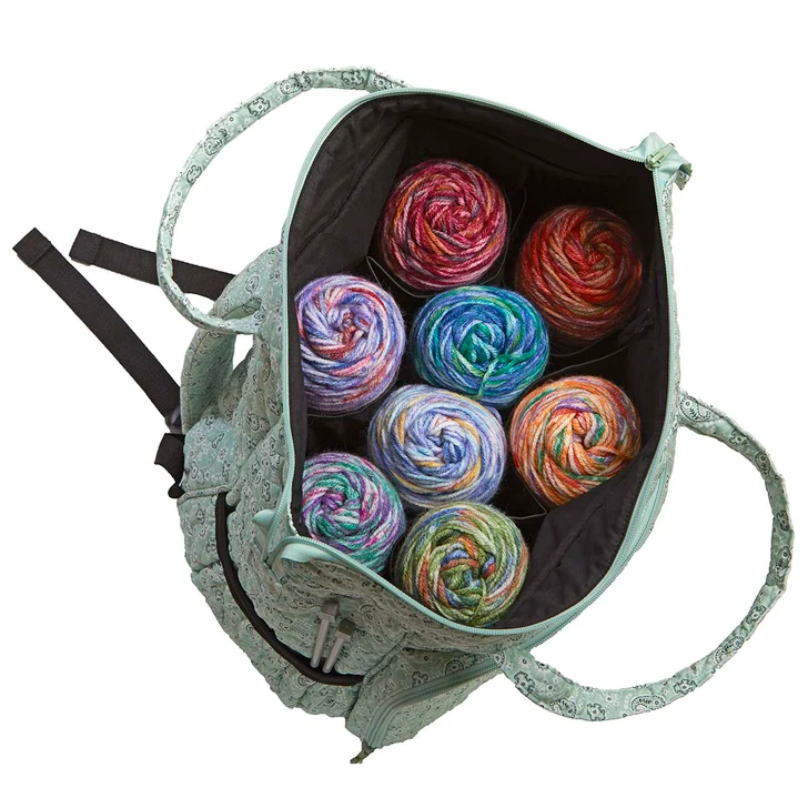 Herrschners Quilted Yarn Backpack - Petite Paisley Mint