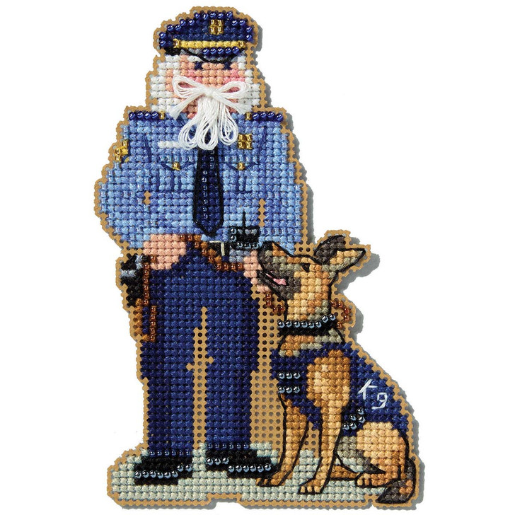 Wichelt Imports, Inc. Police Officer Santa Ornament Counted Cross-Stitch Kit