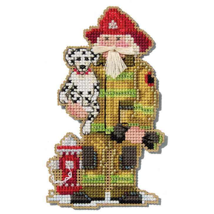Wichelt Imports, Inc. Firefighter Santa Ornament Counted Cross-Stitch Kit