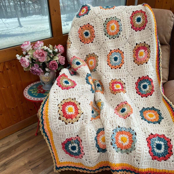 Red Heart Tranquil Garden Blanket Crochet Kit