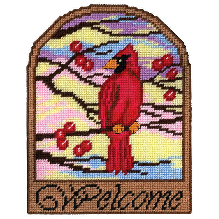 Design Works Welcome Cardinal Wall Hanging Plastic Canvas Kit