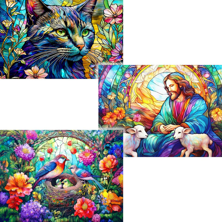 SunsOut Cat Named Blue, Nest & Lamb, Set of 3 Jigsaw Puzzle