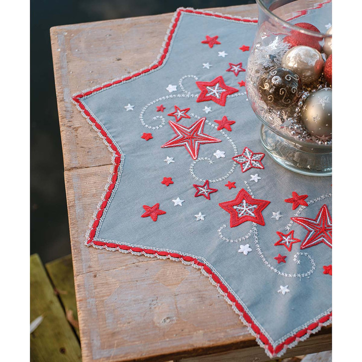 Vervaco Dancing Stars Table Topper Stamped Embroidery Kit