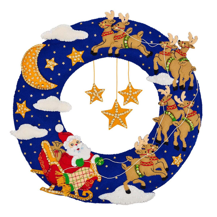Bucilla Moonlit Sleigh Ride Wreath Felt & Sequin Kit