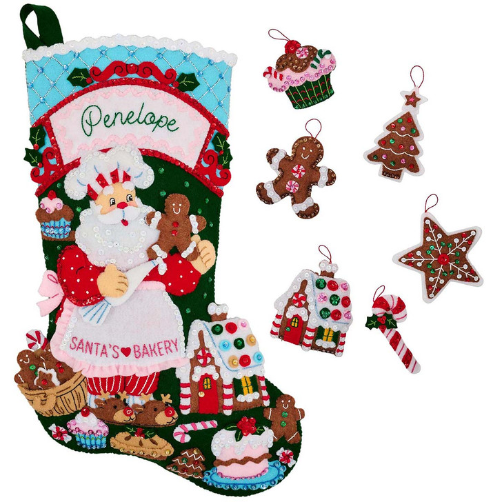 Bucilla Santa's Bakery, Set of 2 Felt & Sequin Kit